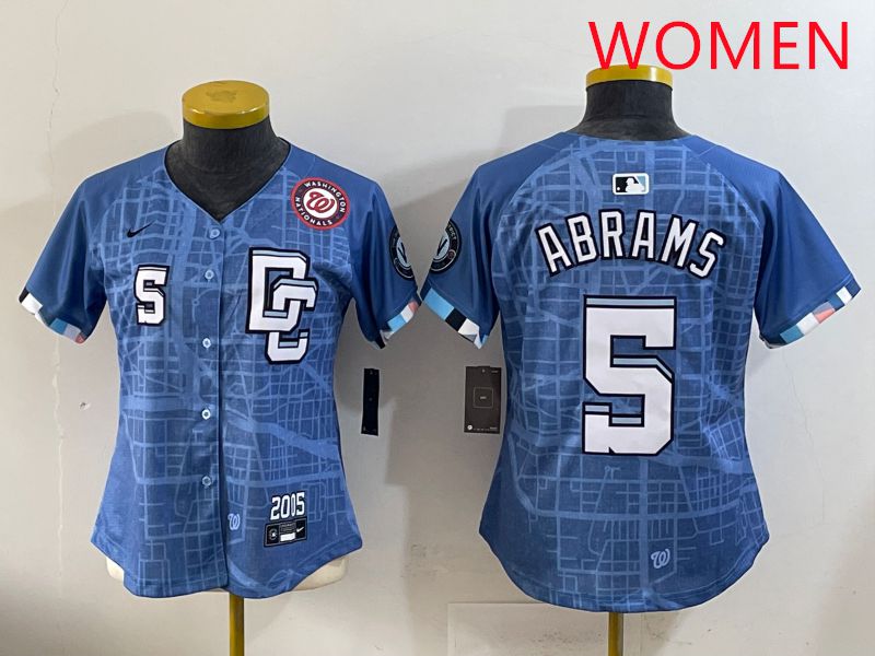Women Washington Nationals #5 Abrams Joint Name 2025 Nike MLB Jersey style 2->new york giants->NFL Jersey